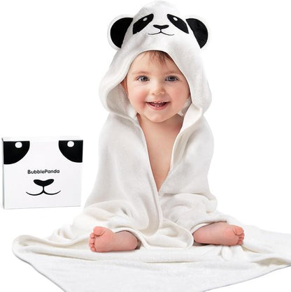 BubblePanda Hooded Baby Towels - Super Soft Bamboo Bath Towels for Newborns | 30 x 30 Inch