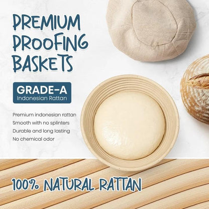 Skiennix Sourdough Starter Kit - 24oz Starter Jar & 9'' Round Banneton Baskets for Perfect Bread