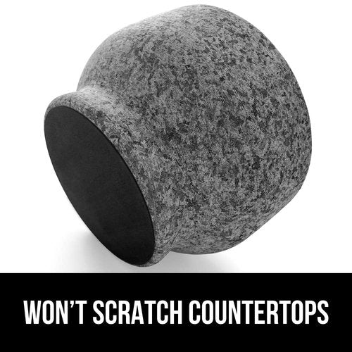 GORILLA GRIP Heavy Duty Mortar and Pestle Set - 100% Granite Stone Guacamole Bowl | 1.5 Cup Gray