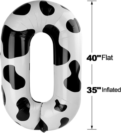 Number 0 Balloon - 40 Inch Cow Print Design | Perfect for Farm-Themed Birthday Parties