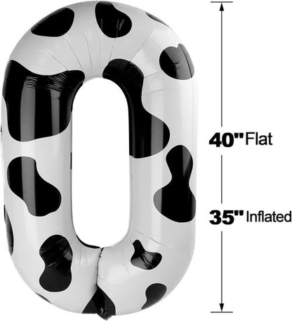Farm Birthday Decorations - Skiennix 40-Inch Cow Print Number Balloon 0 - Perfect for Girls' Parties