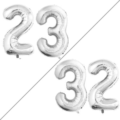 GOER 42 Inch Jumbo Number 23 Balloons - Silver Foil Helium Birthday Decorations for 23rd Party