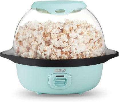 Dash SmartStore Popcorn Maker - Electric Stirring Popper with Butter Tray & Clear Bowl - 12 Cups, Aqua