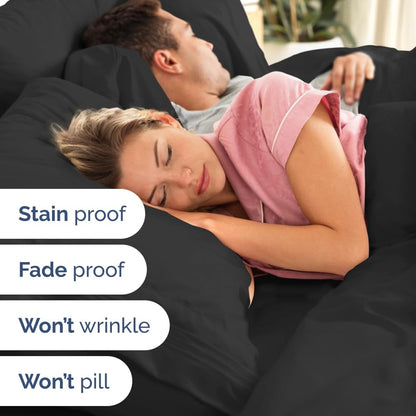 Skiennix Full XL Bed Sheet Set - 4-Piece Soft, Breathable & Cooling Bedding - Hotel Luxury, Deep Pockets, Fade & Wrinkle Free - Black