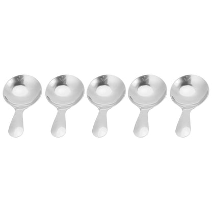 5PCS Ice Cream Scoop, Mini Silver Serve Spoon Stainless Steel Short Handle Spoon for Tea Coffee Dessert Sugar Condiment Kids Eating(Silver)