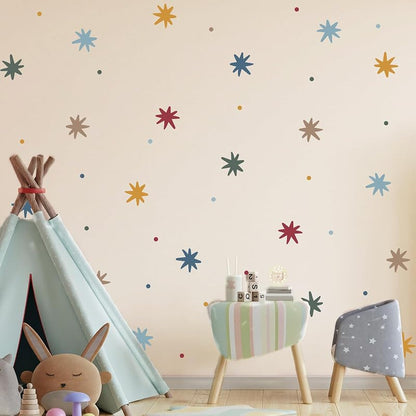 Colorful Dots & Stars Wall Decals Set for Nursery - 240 Pcs, Peel & Stick, Removable (Variation: Colorful+Dots)