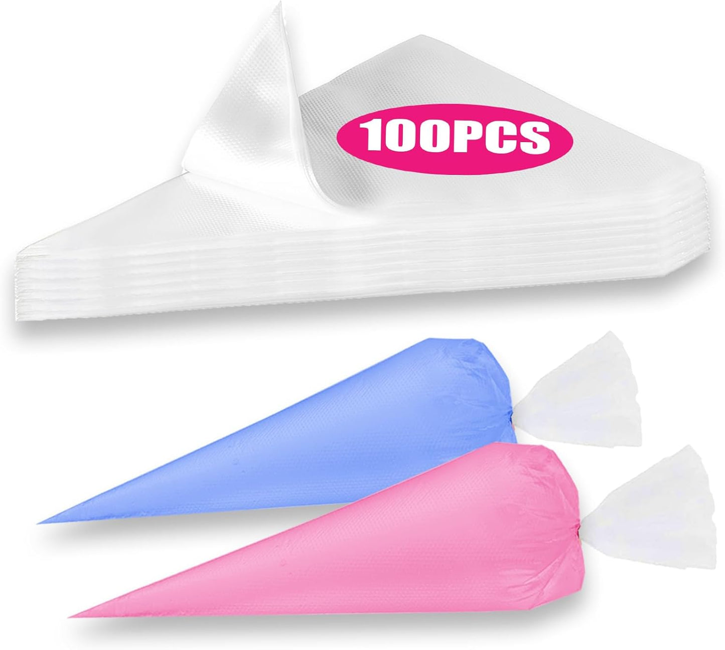 Skiennix 18-Inch Disposable Pastry Bags - 100 Count Non-Slip Icing Bags for Cake Decorating