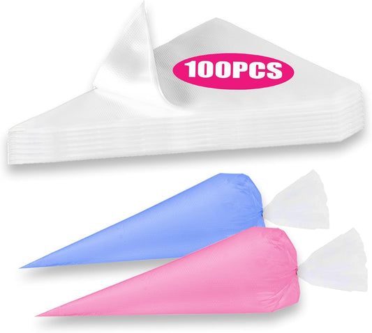 Skiennix 18-Inch Disposable Pastry Bags - 100 Count Non-Slip Icing Bags for Cake Decorating