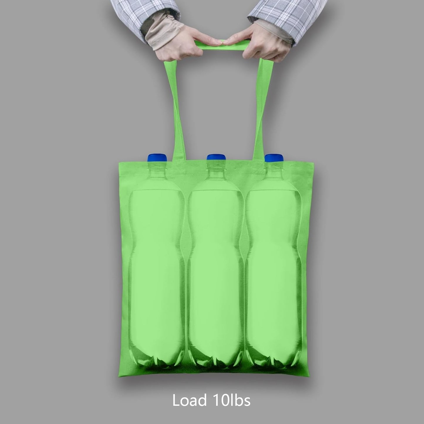 TOPDesign 12-Pack Baby Green Cotton Tote Bags - Lightweight Reusable Grocery Bags for DIY & Promotions