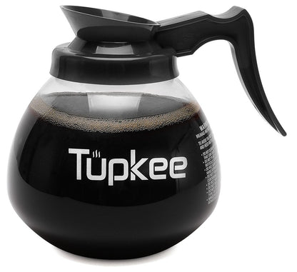 Tupkee Commercial Coffee Pot Replacement - SHATTER-RESISTANT Restaurant Glass Decanter Carafe - 64 oz 12 Cup, Black Handle/Regular, Compatible with Wilbur Curtis, Bloomfield, Bunn Coffee Pot