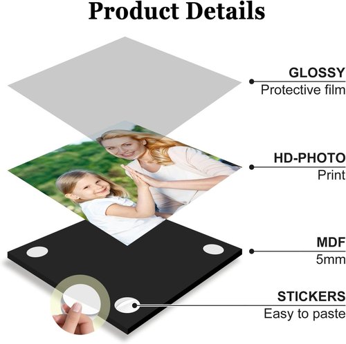 JOXOFO Custom Photo Tiles - Personalized Peel and Stick Picture Frames | 9-Piece Collage Wall Decor Gift