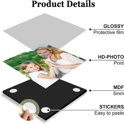 JOXOFO Custom Photo Tiles - Personalized Peel and Stick Picture Frames | 9-Piece Collage Wall Decor Gift