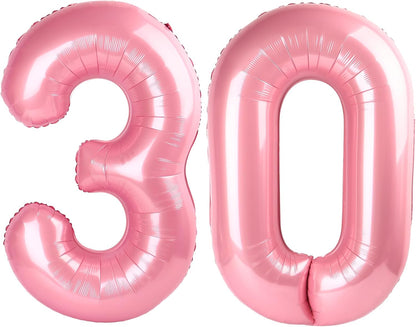 Pearl Pink Huge Number 30 Balloons - 40 Inch Birthday Celebration Decor for 30th Anniversaries