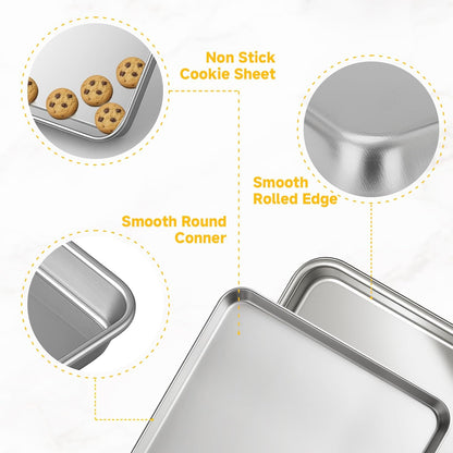 Ohtomber Stainless Steel Baking Sheet Pan Set - Heavy Duty 3 Pack Cookie Sheets | 9/12/16 Inch Trays for Roasting