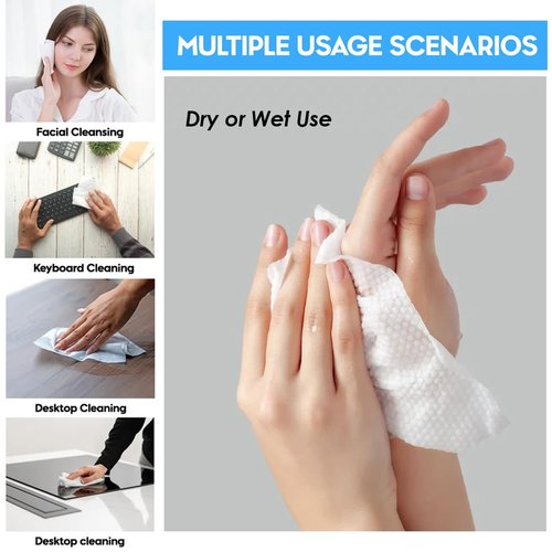 100 Pcs-Disposable Face Towels, Disposable wipe，Facial Cleansing Cloths & Towelettes，Disposable Cleansing Towels，Remover Dry Wipes, Ultra Soft，Soft & Skin Friendly Face Towelettes Disposable