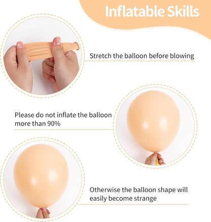 RUBFAC Nude Balloon Garland Kit - 129pcs in Various Sizes | Boho Beige & Apricot for Parties & Events