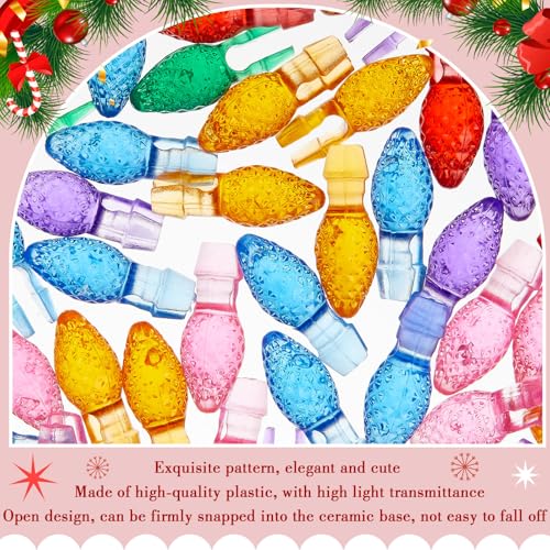 120 Pcs Plastic Flame Christmas Tree Bulbs - Multicolor, Medium