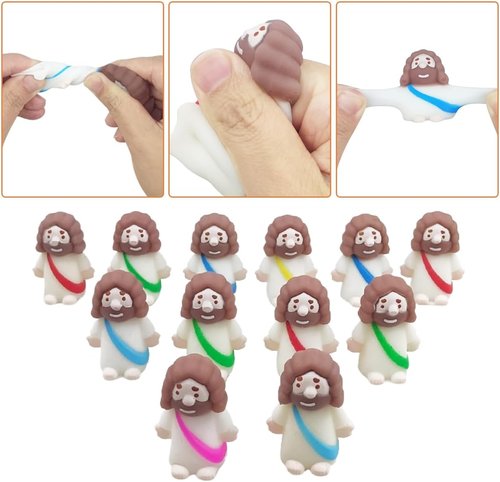 Jofan 24 Pack Plastic Prefilled Easter Eggs - Mini Jesus Mochi Squishy Toys Inside | Perfect for Kids' Easter Baskets