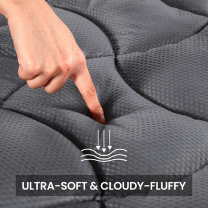 Sleep Zone Cooling Queen Mattress Topper - Premium Breathable Pad Cover | Deep Pocket 8-21" (Grey)
