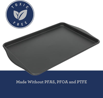 Oster Teston Nonstick Cookie Sheet - 18 x 13 Inch Carbon Steel Baking Pan | Matte Black, Warp-Resistant, PFAS-Free
