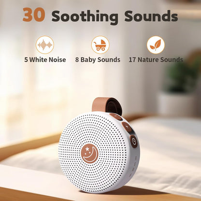 Skiennix Mini White Noise Machine - 30 Soothing Sounds with Auto-Off Timer | Portable for Kids & Adults