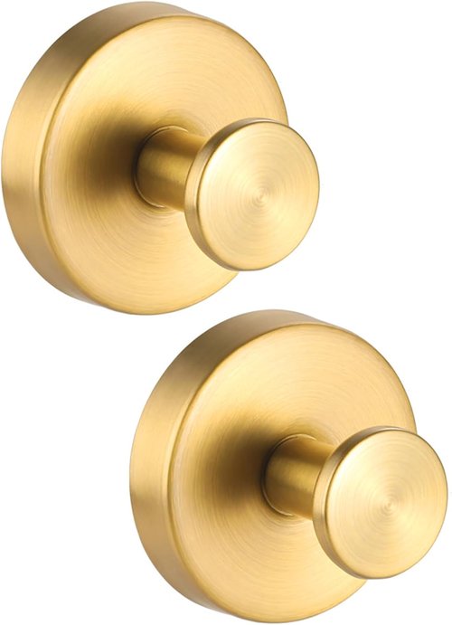 Benvo Suction Cup Hooks - No Drill Stainless Steel Hanging Hooks for Bathroom & Kitchen | 2 Pack, Gold