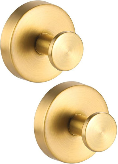 Benvo Suction Cup Hooks - No Drill Stainless Steel Hanging Hooks for Bathroom & Kitchen | 2 Pack, Gold