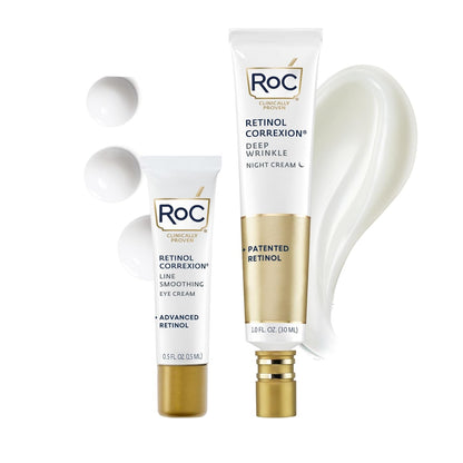 RoC Retinol Correxion Duo Set - Anti-Aging Night Face Cream & Under Eye Cream for Dark Circles