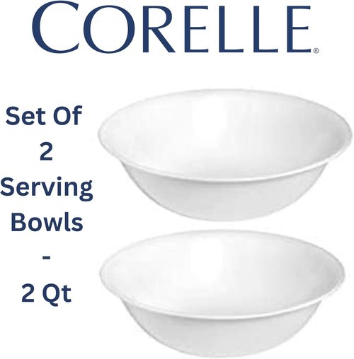 Corelle 12.25-Inch Serving Platter & 2-Quart Serving Bowl Set - Winter Frost White | 4-Piece Set