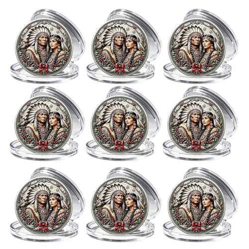 Native American Christmas Collectible Coin Set - 9 Pieces Holiday Keepsakes