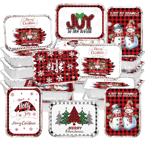36 Pack Christmas Aluminum Food Containers with Lids - Holiday Treat Storage