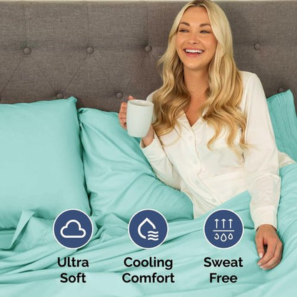Full XL Bed Sheet - 4 Piece Full XL Bed Sheets Set - Soft, Breathable & Cooling - Hotel Luxury Bedding for Women, Men, Kids, Teens, Boys & Girls - Deep Pockets, Comfy, Fade & Wrinkle Free - Spa Blue