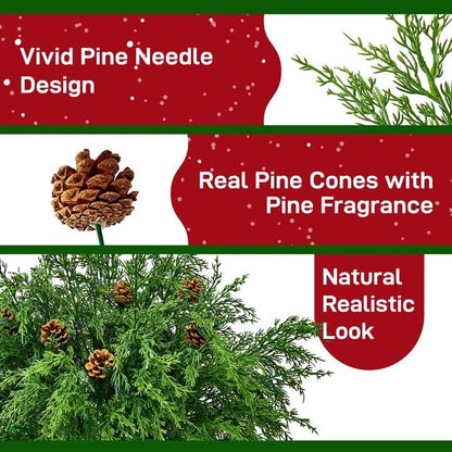 21PCS Artificial Cedar Stems with Pinecones for Holiday Decor - Norfolk Pine Branches & Cones, Indoor Outdoor