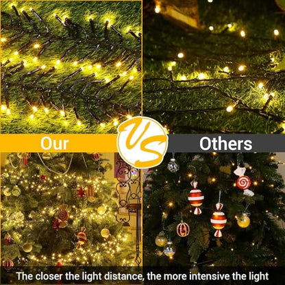 Warm White 1600 LEDs Christmas String Lights with Remote 105ft Waterproof Modes