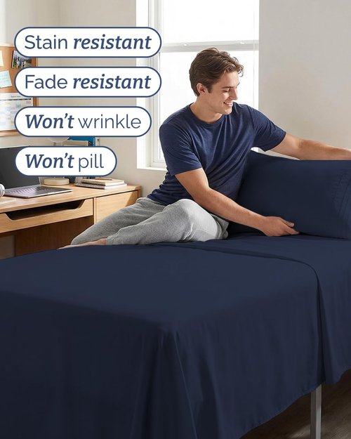 Comfy Twin XL Size 3-Piece Sheet Set by Hotel Luxury | Breathable, Cooling, Soft & Wrinkle-Free - Navy Blue