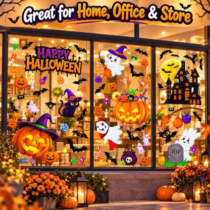 Halloween Window Clings Decorations with Ghost Pumpkin Bat - Halloween