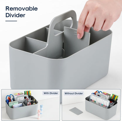 Multiuse Caddy Organizer by [Brand Name] - Portable Tote Bin for Art, Makeup & Office Supplies - Grey
