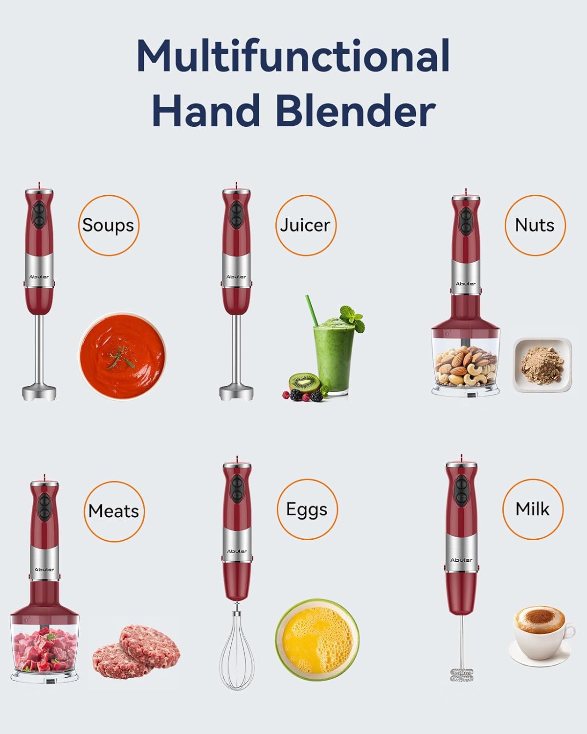 Skiennix Immersion Blender - 1000W Handheld Stick Blender with 12 Speeds & BPA-Free Accessories | Perfect for Soups, Sauces & Baby Food