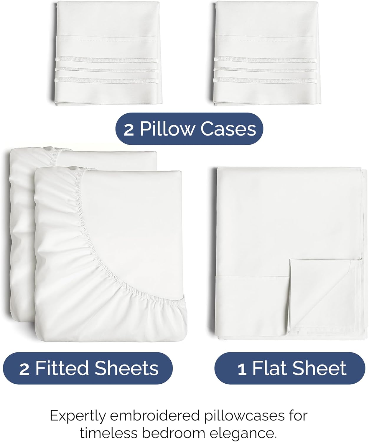 Split King Size 5-Piece Sheet Set | Comfy Cooling Bed Sheets - Luxury Hotel Quality - Deep Pockets, Wrinkle-Free, Oeko-Tex, Antique White