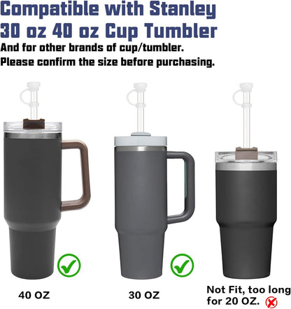 Stanley Replacement Straw Set - 6 Straws with Cleaning Brush & 4 Color Leak-Proof Plugs | Fits 40 oz & 30 oz Tumblers