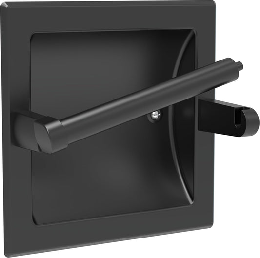 Skiennix Matte Black Toilet Paper Holder - Pivoting Wall Mount for Large Rolls | Stainless Steel Design