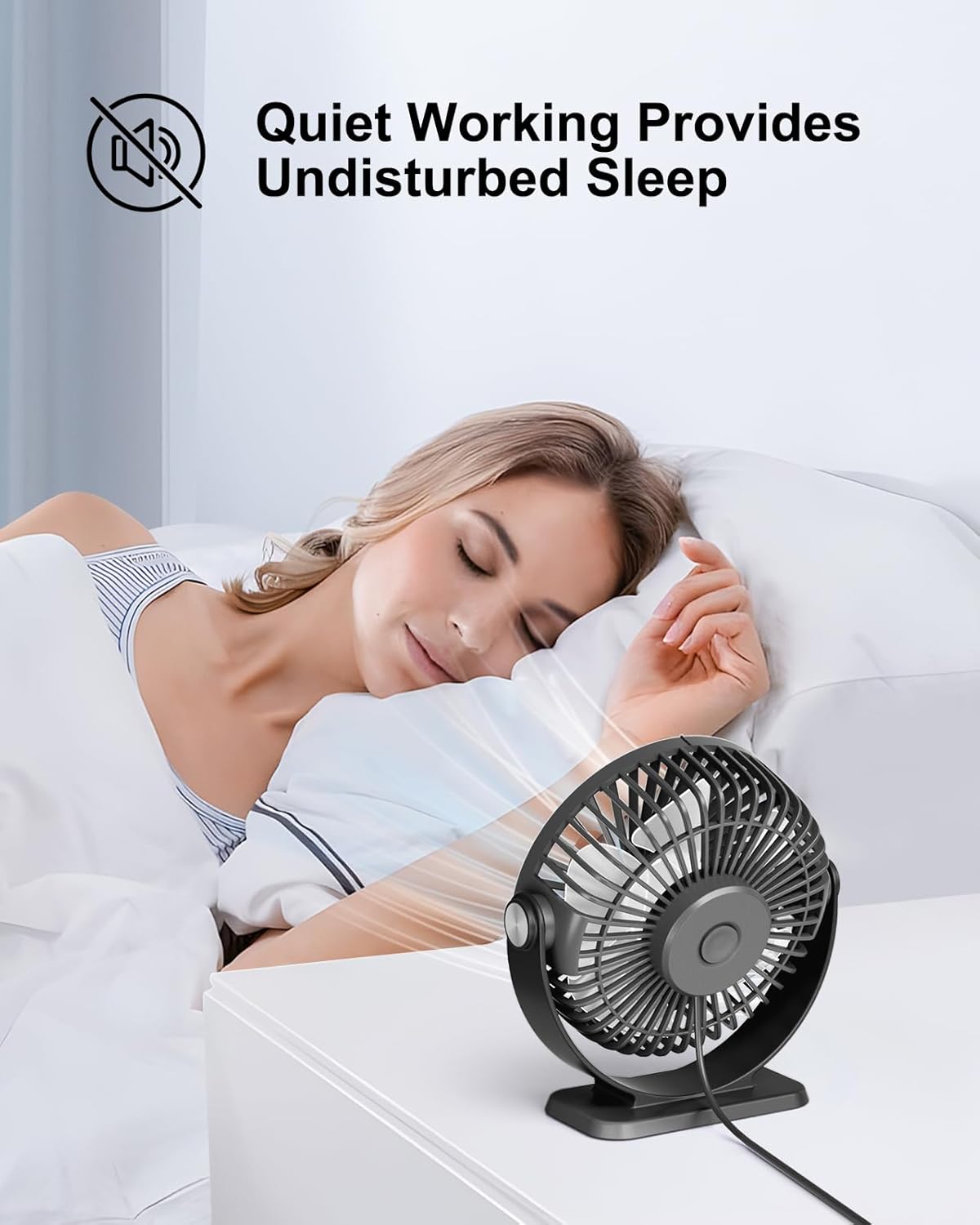 TriPole USB Powered Mini Desk Fan - 3 Speeds, 360° Rotation, Strong Airflow | 5.1 Inch Black