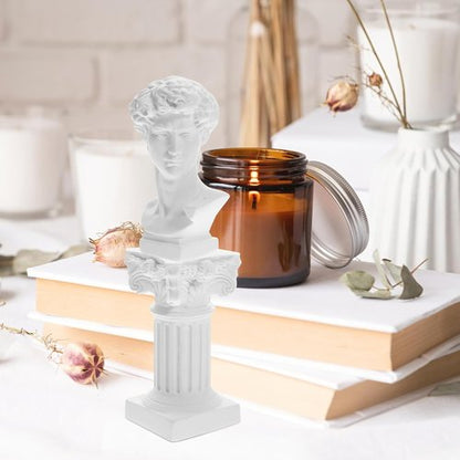 HOMSFOU Greek Statue - David Bust Resin Sculpture with Roman Pillars | Elegant Office Decor