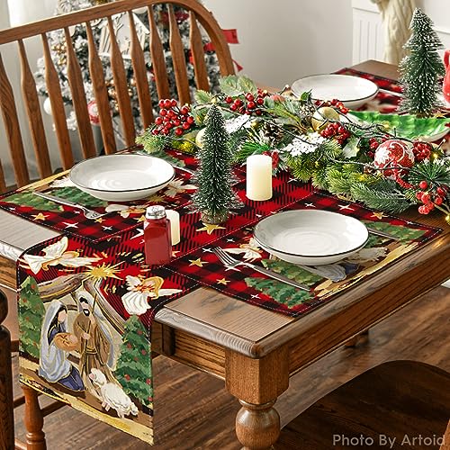 Christmas Placemat Set of 4 - 12x18 Inch Buffalo Plaid Holiday Table Mats