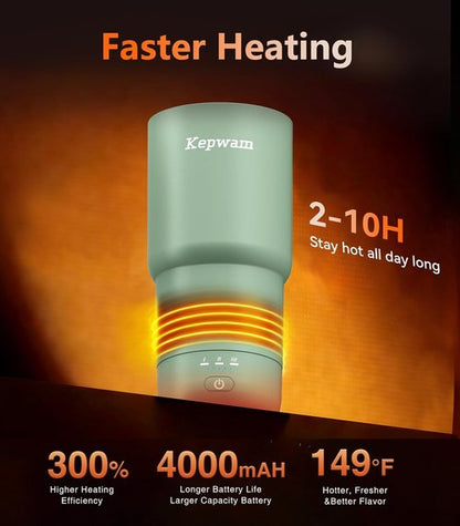 Kepwam T3 Self-Heating Travel Mug - 20oz Temperature-Controlled Coffee Warmer | Perfect for Car Cup Holders