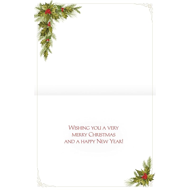 Lang Christmas Holly Boxed Cards with Envelope Set – 18 Linen-Embossed Holiday Greeting Cards