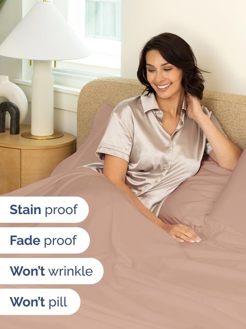 Extra Deep King Sheet Set - 6 Piece Breathable and Cooling Sheets - Hotel Luxury Bedding for Women, Men, Kids & Teens - Easy & Secure Fit - Soft, Wrinkle Free and Comfy - Extra Deep Pockets - Mauve