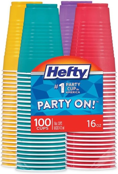 Hefty Easy Grip 16 Oz Disposable Plastic Party Cups - Assorted Colors | 100 Cups Per Pack, 4 Packs Total