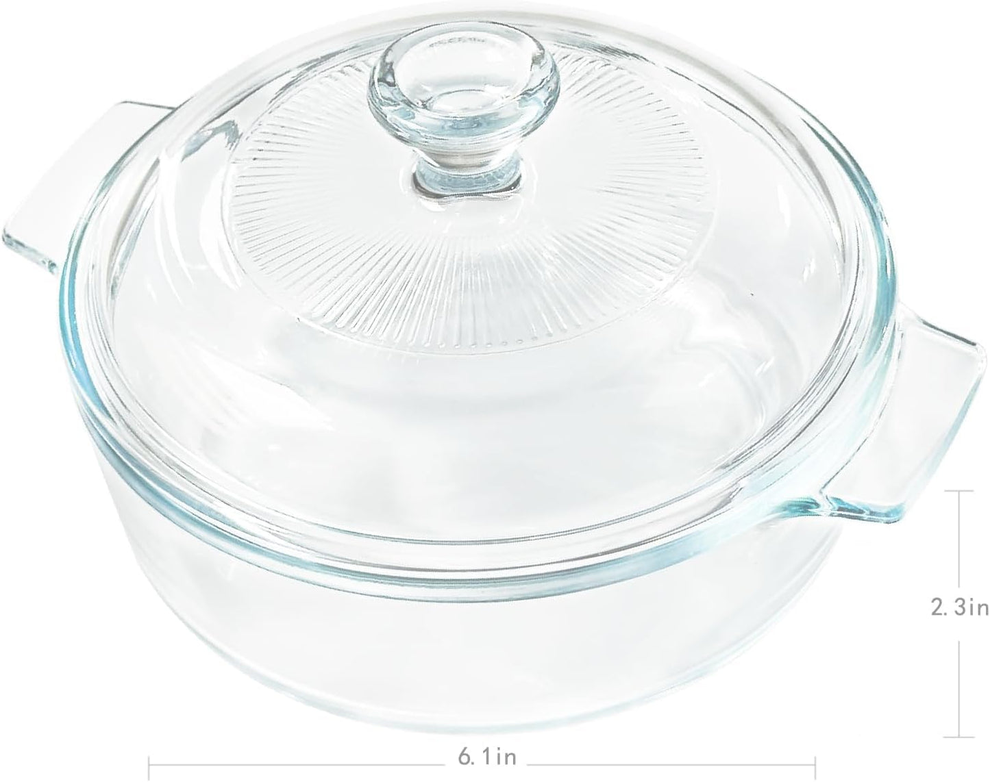 Skiennix Small Tempered Glass Casserole Dish - Round Baking Dish with Lid | 0.8L, Clear