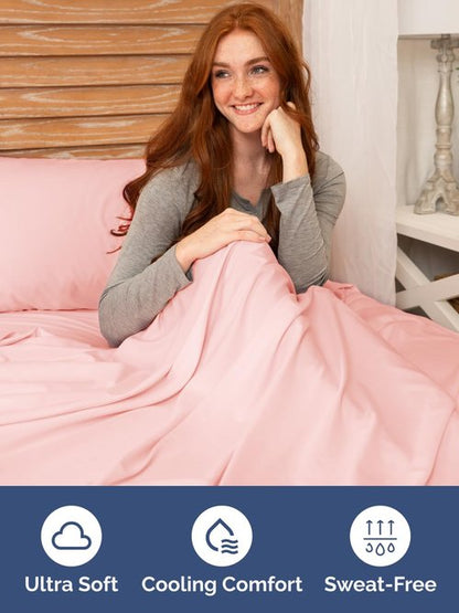 Extra Deep King Fitted Sheet - Hotel Luxury Single Fitted Sheet Only - Easily Fits 18 inch to 24 inch Mattress - Ultra Soft, Wrinkle & Fade Free w/Extra Deep Pockets - Breathable & Comfy - Baby Pink
